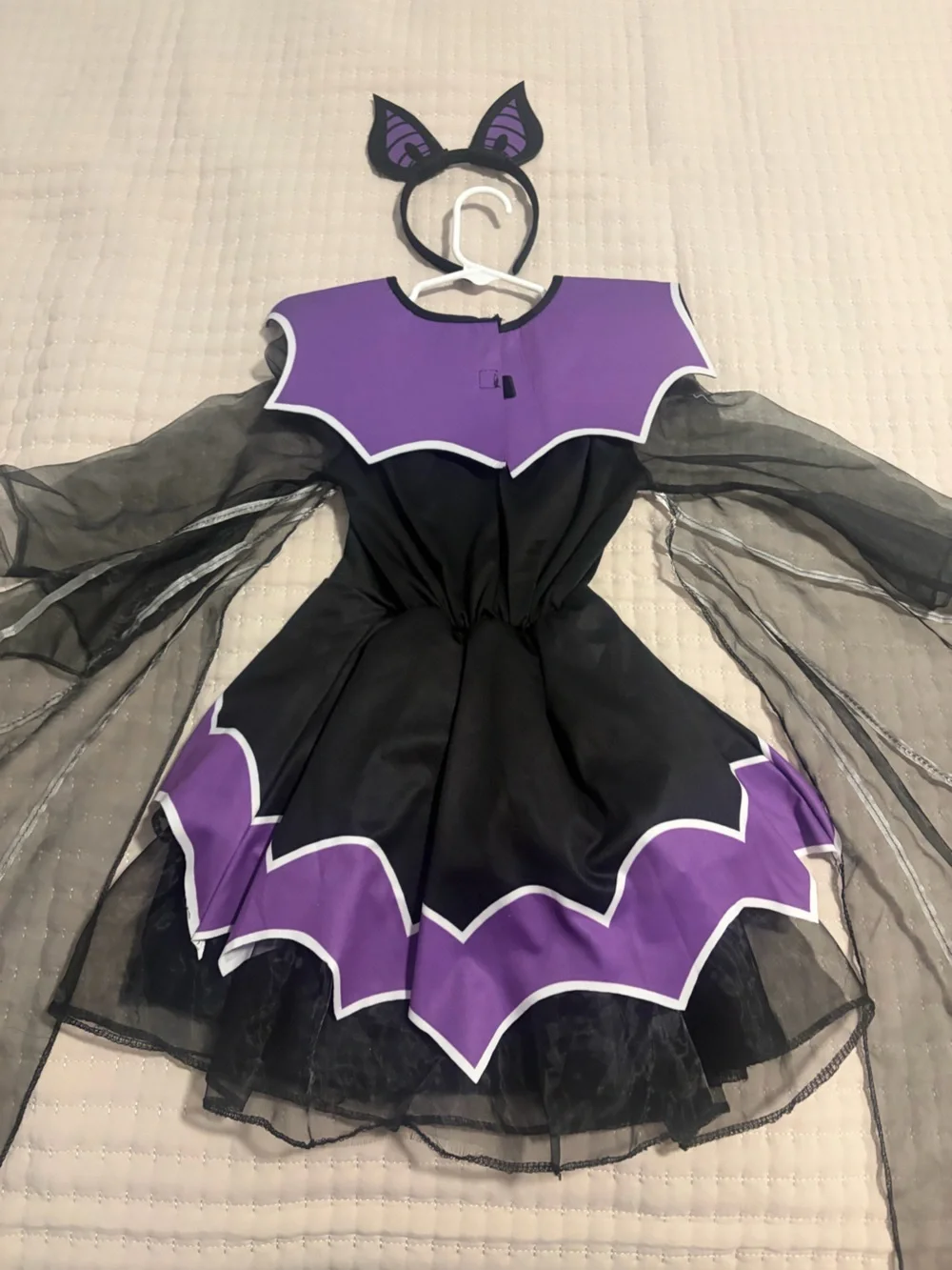 Girls Purple & Black Bat Costume Dress